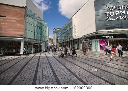 EXETER UK 11 July 2016: People in the shopping and business center of the city. Exeter