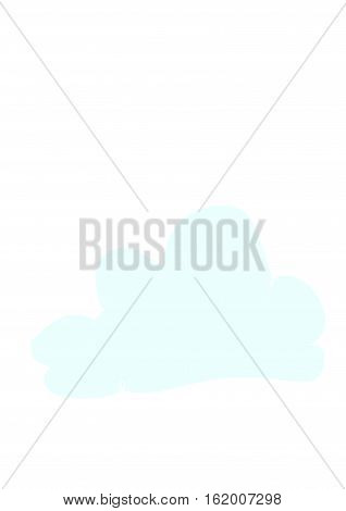 Blue cumulus cloud on a white background.
