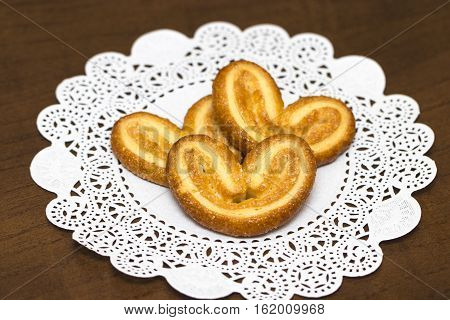 Cookies  - Breakfast. Wooden Table. Closeup.