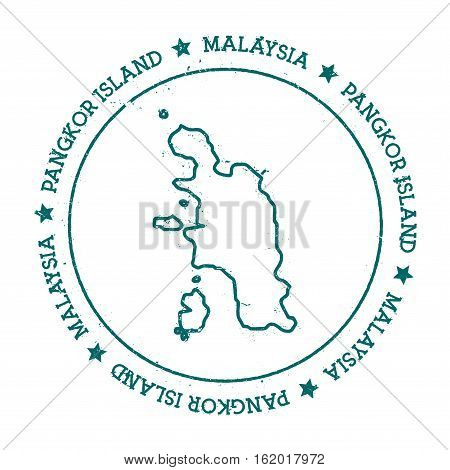 Pangkor Island Vector Map. Distressed Travel Stamp With Text Wrapped Around A Circle And Stars. Isla