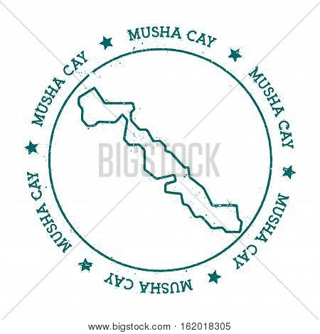 Musha Cay Vector Map. Distressed Travel Stamp With Text Wrapped Around A Circle And Stars. Island St