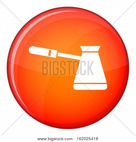 Coffee cezve icon in red circle isolated on white background vector illustration