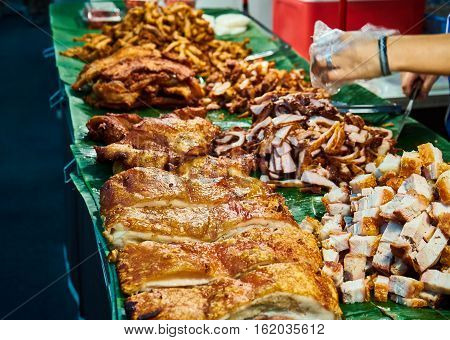 This image show about Grilled pork in market