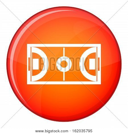 Futsal or indoor soccer field icon in red circle isolated on white background vector illustration