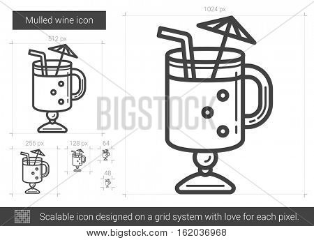 Mulled wine vector line icon isolated on white background. Mulled wine line icon for infographic, website or app. Scalable icon designed on a grid system.