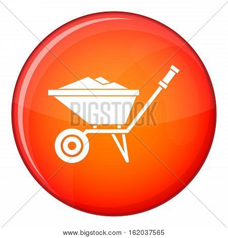 Wheelbarrow icon in red circle isolated on white background vector illustration