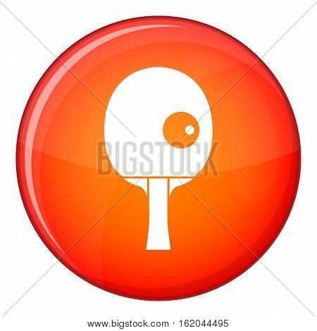 Rackets and ball for playing table tennis icon in red circle isolated on white background vector illustration