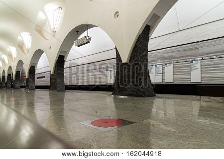 Moscow Russia - July 09.2015. The interior of a metro station Volokolamskaya