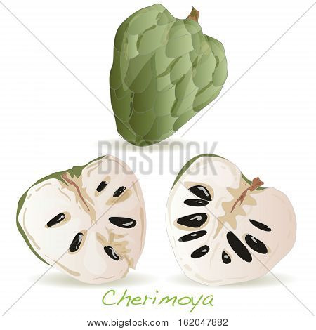 Custard apple or cherimoya image isolated on white background.