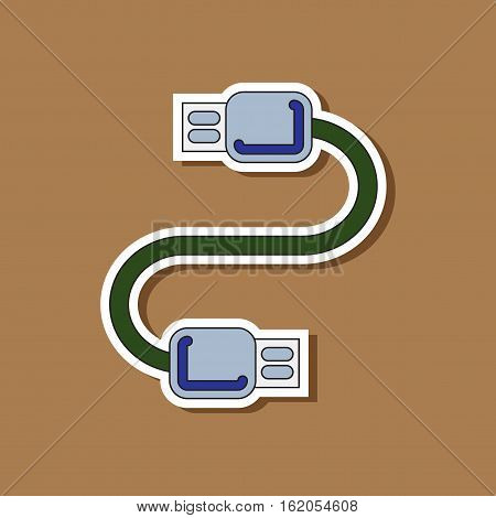 paper sticker on stylish background of usb cable
