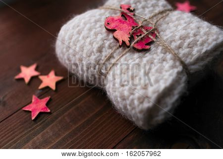 Knitted Snood With Stars And Angel Look Like Gift