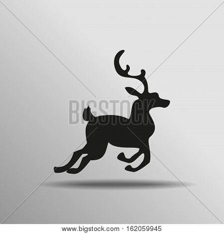 black silhouette deer with great antler Icon button logo symbol concept high quality on the gray background