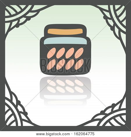 Vector outline glass pot with jam, preserve, confiture, marmalade, conserve icon in hand drawn frame. Elements for mobile concepts and web apps. Modern infographic logo and pictogram.