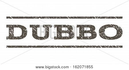 Dubbo watermark stamp. Text caption between horizontal parallel lines with grunge design style. Rubber seal stamp with dirty texture. Vector grey color ink imprint on a white background.
