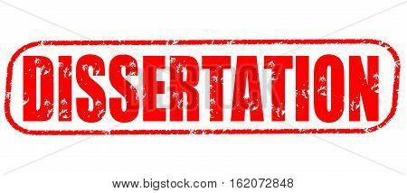 Dissertation on the white background, red illustration