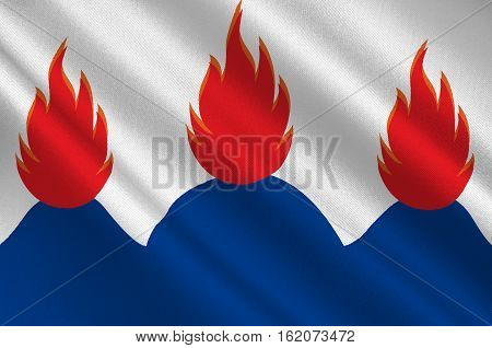 Flag of Vastmanland is a historical Swedish province in middle Sweden. 3d illustration