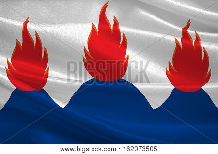 Flag of Vastmanland is a historical Swedish province in middle Sweden. 3d illustration
