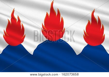 Flag of Vastmanland is a historical Swedish province in middle Sweden. 3d illustration