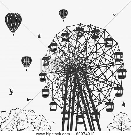 Ferris wheel at an amusement park vector illustration