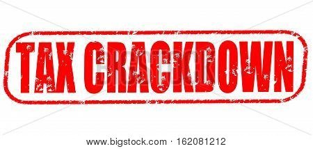 Tax crackdown on the white background, red illustration