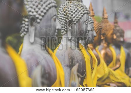 Buddha Statues In Seema Malaka Temple, Colombo, Sri Lanka