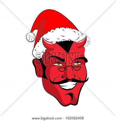 Satan Santa Krampus. Claus Red Demon With Horns. Christmas Monster For Bad Children And Bullies. Fol