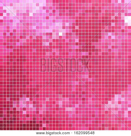 abstract vector square pixel mosaic background - pink