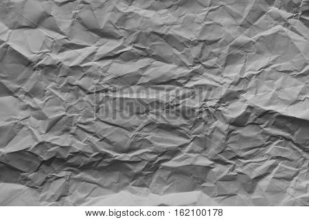 texture of crumpled white paper in black and white tone