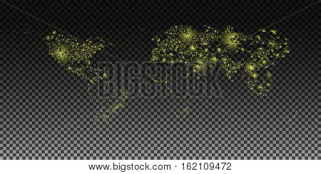 Earth city lights political map high quality
