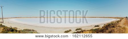 Panorama view salt lake on mallee hill road side Westen Australia .
