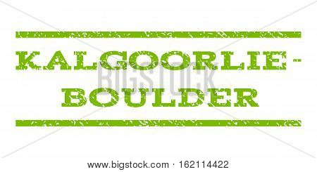 Kalgoorlie-Boulder watermark stamp. Text tag between horizontal parallel lines with grunge design style. Rubber seal stamp with scratched texture.