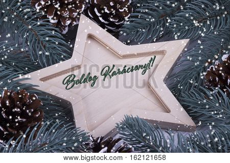 Christmas Greeting Card Boldog Karacsonyt