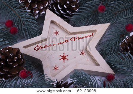 Christmas Greeting Card Vianoce, Red