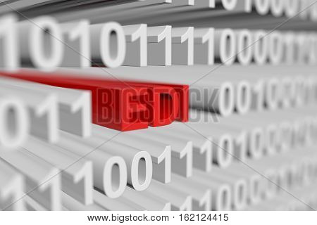 EDI in the form of a binary code with blurred background 3D illustration