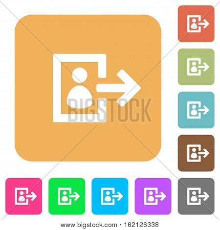 User logout icons on rounded square vivid color backgrounds.