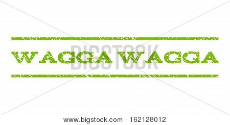 Wagga watermark stamp. Text tag between horizontal parallel lines with grunge design style. Rubber seal stamp with unclean texture. Vector eco green color ink imprint on a white background.
