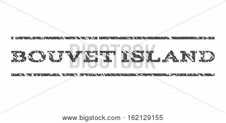 Bouvet Island watermark stamp. Text caption between horizontal parallel lines with grunge design style. Rubber seal stamp with unclean texture. Vector gray color ink imprint on a white background.