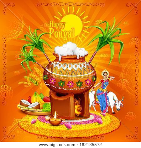 illustration of Happy Pongal greeting background