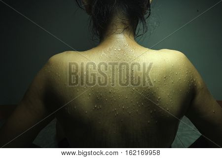 Sweat on body of woman exercise Health Concept