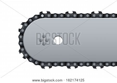 illustration of realistic motor saw chain on bright background