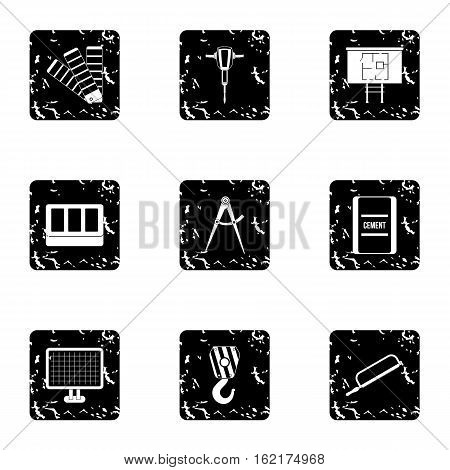 Repair icons set. Grunge illustration of 9 repair vector icons for web