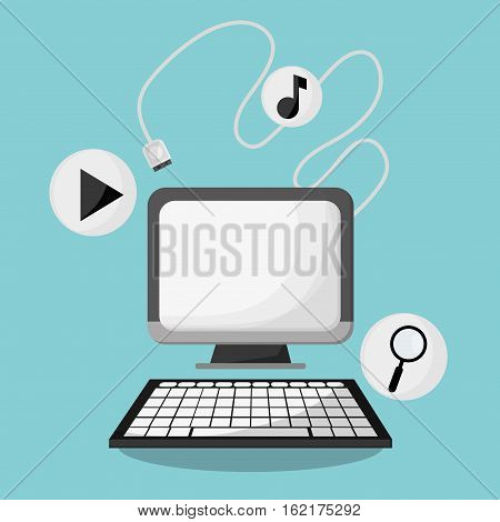 computer search palyer music online connected vector illustration eps 10