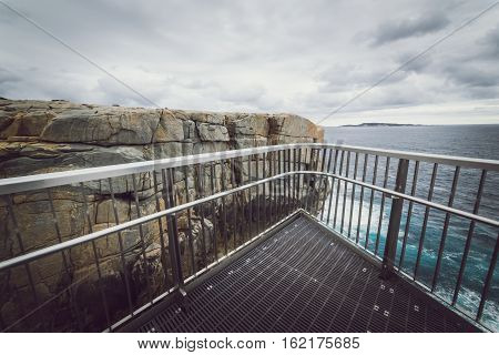 Scene view of Torndirrup National Park Natural Bridge in The Great Southern - Albany Western Australia. vintage toning filter add .