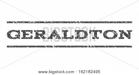 Geraldton watermark stamp. Text tag between horizontal parallel lines with grunge design style. Rubber seal stamp with dust texture. Vector gray color ink imprint on a white background.