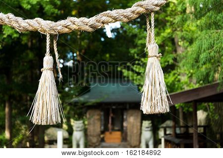 Rope from rice straw in Japanese temple