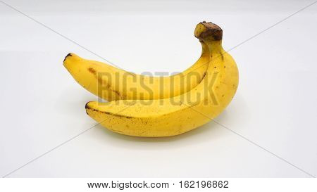 Real two banana no retouch and white background.