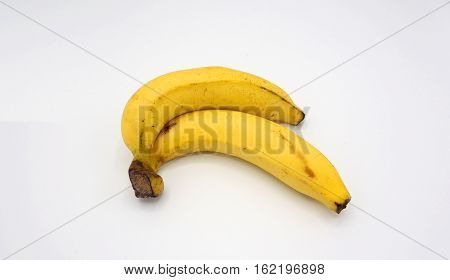 Real two banana no retouch and white background.