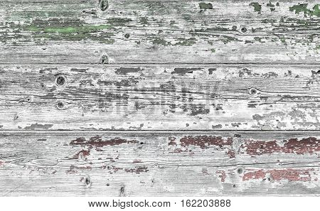Flag of Italy painted on old grungy wooden background. Faded texture.