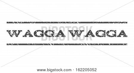 Wagga watermark stamp. Text tag between horizontal parallel lines with grunge design style. Rubber seal stamp with dust texture. Vector gray color ink imprint on a white background.
