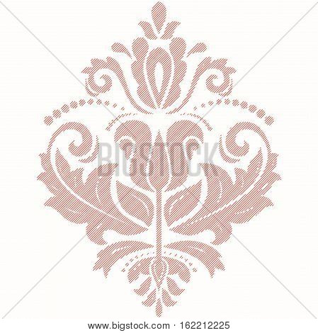 Elegant ornament in the style of barogue. Abstract traditional pattern with oriental elements. Pink pattern with diagonal lines